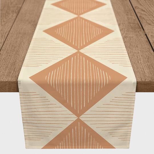 Terracotta Lines & Triangles Indoor/Outdoor Table Runner